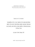 Nghiên cứu các nhân tố ảnh hưởng đến tài sản thương hiệu bánh tráng an ngãi, huyện long điền, tỉnh bà rịa   vũng tàu 