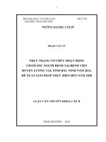Thực trạng tổ chức hoạt động chăm sóc người bệnh tại bệnh viện huyện lương tài, tỉnh bắc ninh năm 2014, đề xuất giải pháp thực hiện đến năm 2020 (luận văn thạc sĩ) 