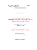 Đánh giá kết quả chương trình phòng chống tăng huyết áp tại huyện tân lạc, tỉnh hòa bình, giai đoạn 2011 2014 