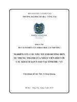 Nghiên cứu các yếu tố ảnh hưởng đến sự trung thành của nhân viên đối với các khách sạn 5 sao tại tỉnh bà rịa   vũng tàu đề tài nghiên cứu khoa học 