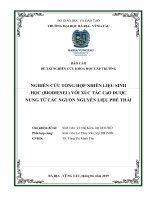 Nghiên cứu tổng hợp nhiên liệu sinh học (biodiesel) với xúc tác cao được nung từ các nguồn nguyên liệu phế thải 