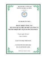 Hoàn thiện công tác kế toán quản trị chi phí tại Công ty TNHH Dương Hải Phát: luận văn thạc sĩ