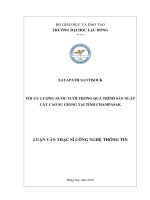 Tối ưu lượng nước tưới trong quá trình sản xuất cây cao su giống tại tỉnh Champasak: luận văn thạc sĩ