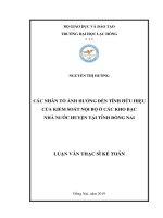 Các nhân tố ảnh hưởng đến tính hữu hiệu của kiểm soát nội bộ ở các kho bạc nhà nước huyện tại tỉnh Đồng Nai