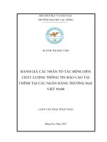 Đánh giá các nhân tố tác động đến chất lượng thông tin báo cáo tài chính tại các Ngân hàng thương mại Việt Nam: luận văn thạc sĩ