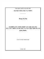 NGHIÊN CỨU TỔNG HỢP VẬT LIỆU QUANG XÚC TÁC TRÊN CƠ SỞ TiO2 VÀ VẬT LIỆU KHUNG CƠ KIM (MOF)  LUẬN VĂN THẠC SỸ KHOA HỌC