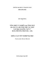 Tổng hợp và nghiên cứu tính chất quang từ hệ tinh thể các oxit cao mgo al2o3 pha tạp cr3+ bằng phương pháp sol gel (KLTN   k41) 
