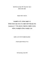 Nghiên cứu tổng hợp và tính chất quang của bột huỳnh quang znal2o4 cr3+ ứng dụng trong chiếu sáng nông nghiệp công nghệ cao (KLTN   k41) 