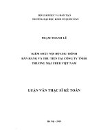 Luận văn thạc sỹ - KIỂM SOÁT NỘI BỘ CHU TRÌNH  BÁN HÀNG VÀ THU TIỀN TẠI CÔNG TY TNHH THƯƠNG MẠI UBER VIỆT NAM
