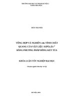 Tổng hợp và nghiên cứu tính chất quang của vật liệu AlPO4Eu3+ bằng phương pháp đồng kết tủa (KLTN   k41) 