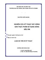 Nghiên cứu kỹ thuật sấy nông sản thực phẩm sử dụng sóng siêu âm 