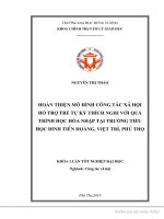 Hoàn thiện mô hình công tác xã hội hỗ trợ trẻ tự kỷ thích nghi với quá trình học hòa nhập tại trường tiểu học đinh tiên hoàng, việt trì, phú thọ (khóa luận tốt nghiệp) 