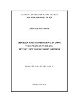 Điều kiện kinh doanh dịch vụ ăn uống theo pháp luật việt nam từ thực tiễn thành phố hồ chí minh