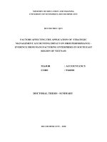Các nhân tố ảnh hưởng đến việc áp dụng kế toán quản trị chiến lược và sự tác động đến thành quả hoạt động tại các doanh nghiệp sản xuất – nghiên cứu ở khu vực đông nam bộ   việt nam tt tiếng anh 
