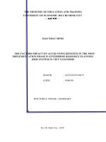 Các nhân tố ảnh hưởng đến lợi ích kế toán trong giai đoạn sau triển khai hệ thống hoạch định nguồn lực doanh nghiệp (ERP) tại các doanh nghiệp việt nam tt tiếng anh 