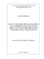 Quản lý thực hiện chính sách bảo hiểm thất nghiệp đối với người lao động trong các doanh nghiệp trên địa bàn thành phố tam kỳ, tỉnh quảng nam