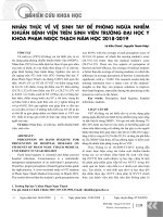 Nhận thức về vệ sinh tay để phòng ngừa nhiễm khuẩn bệnh viện trên sinh viên trường Đại học Y khoa Phạm Ngọc Thạch năm học 2018-2019