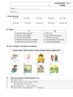 phiếu bài tập tiếng anh lớp 4