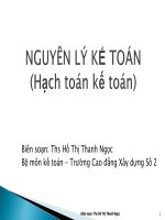 Bài giảng Nguyên lý kế toán: Chương 1 - Ths. Hồ Thị Thanh Ngọc