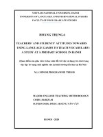 Teachers’ and students’ attitudes towards using language games to teach vocabulary a study at a primary school in hanoi 