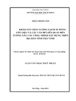 Khảo sát chất lượng gạch xi măng cốt liệu và các vấn đề liên quan đến tường xây các công trình xây dựng trên địa bàn tỉnh trà vinh 