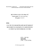 CÁC yếu tố ẢNH HƯỞNG đến QUYẾT ĐỊNH sử DỤNG DỊCH vụ e BANKING của KHÁCH HÀNG cá NHÂN tại VIETCOMBANK cần THƠ