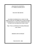 Dạy học logic toán theo hướng góp phần phát triển năng lực sử dụng ngôn ngữ toán học cho sinh viên sư phạm toán tt tiếng anh 