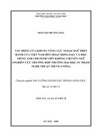 TÁC ĐỘNG CỦA KHUNG NĂNG LỰC NGOẠI NGỮ HIỆN HÀNH ĐẾN HOẠT ĐỘNG DẠY VÀ HỌC TIẾNG ANH CHO SINH VIÊN KHÔNG CHUYÊN NGỮ. LUẬN ÁN TIẾN SĨ