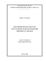 Báo chí hội nhà báo việt nam với vấn đề bảo vệ quyền hành nghề hợp pháp của nhà báo 
