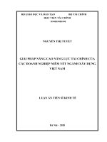 Giải pháp nâng cao năng lực tài chính của các doanh nghiệp niêm yết ngành xây dựng việt nam 