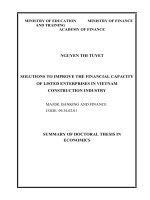 Giải pháp nâng cao năng lực tài chính của các doanh nghiệp niêm yết ngành xây dựng việt nam tt tiếng anh 