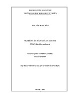 NGHIÊN CỨU SẢN XUẤT VACCINE THAN Bacillus anthracis. Chuyên ngành: VI SINH VẬT HỌC. LUẬN ÁN TIẾN SĨ SINH HỌC