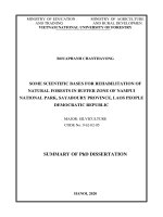 Nghiên cứu một số cơ sở khoa học cho phục hồi rừng tự nhiên tại vùng đệm vườn quốc gia nặm pui, tỉnh sayaboury, nước cộng hòa dân chủ nhân dân lào tt tiếng anh 