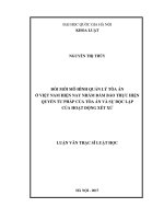 Đổi mới mô hình quản lý tòa án ở việt nam hiện nay nhằm đảm bảo thực hiện quyền tư pháp của tòa án và sự độc lập của hoạt động xét xử​ 