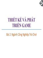 THIẾT KẾ VÀ PHÁT TRIỂN GAME. Bài 2: Ngành Công Nghiệp Trò Chơi