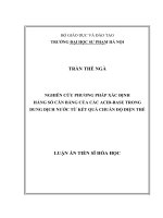 Nghiên cứu phương pháp xác định hằng số cân bằng của các acid   base trong dung dịch nước từ kết quả chuẩn độ điện thế 