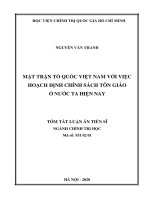 Mặt trận tổ quốc việt nam với việc hoạch định chính sách tôn giáo ở nước ta hiện nay (tt) 