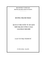 Quản lý nhà nước về du lịch trên địa bàn tỉnh cà mau giai đoạn 2020 2030 