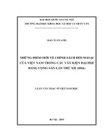 Những điểm mới về chính sách đối ngoại của việt nam trong các văn kiện đại hội đảng cộng sản lần thứ XII (2016) 