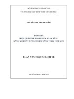 Phân tích đánh giá hiệu quả kinh doanh của ngân hàng nông nghiệp và phát triển nông thôn việt nam 