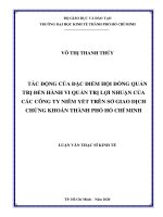 Tác động của đặc điểm hội đồng quản trị đến hành vi quản trị lợi nhuận của các công ty niêm yết trên sở giao dịch chứng khoán thành phố hồ chí minh 