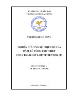 Nghiên cứu ứng xử chịu uốn của dầm bê tông cốt thép có sử dụng cốt liệu từ bê tông cũ