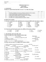 Đề kiểm 1 tiết HK II TA 7 mới lần 3 3 