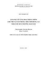 Giáo dục kĩ năng hoạt động nhóm cho trẻ 5 6 tuổi trong trò chơi đóng vai theo chủ đề ở trường mầm non (tt) 