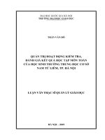 Quản trị hoạt động kiểm tra, đánh giá kết quả học tập môn toán của học sinh trường trung học cơ sở nam từ liêm, thành phố hà nội 