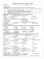 Đề kiểm 1 tiết HK II TA 7 mới lần 4 2 