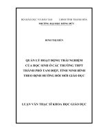QUẢN lý HOẠT ĐỘNG TRẢI NGHIỆM ở các trường THPT Tam Điệp, TP Ninh Bình theo chương trình giáo dục phổ thông 2018