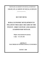 Phát triển kinh tế nông thôn ở ba lan trong những thập niên đầu thế kỷ XXI và bài học kinh nghiệm cho việt nam tt tiếng anh 