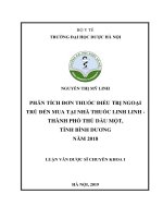 phân tích đơn thuốc điều trị ngoại trú đến mua tại nhà thuốc linh linh   thành phố thủ dầu một,  tỉnh bình dương  năm 2018  