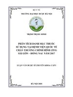 phân tích danh mục thuốc  sử dụng tại bệnh viện quốc tế  chấn thương chỉnh hình (ito)  sài gòn – đồng nai năm 2017 